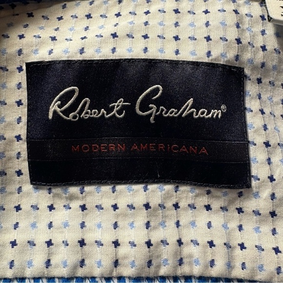 Robert Graham Tailored Fit Long Sleeve Button Up Blue Plaid Shirt XL - Picture 3 of 10